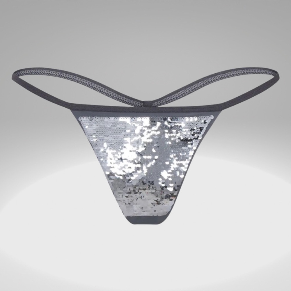 NTW SKIMS Sequin String Thong - Silver